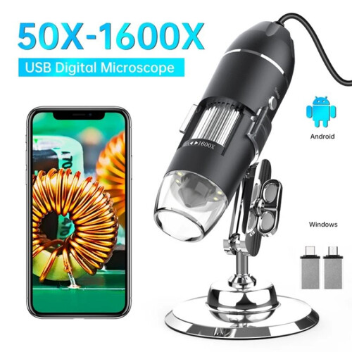 1600X USB Microscope 1080P HD Digital Soldering Microscope ,Adjustable Stand, for ,Windows,Linux for Coins Education 2