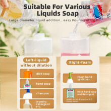Distributeur Automatique de Liquide Vaisselle avec Capteur, Double TĂŞte, Gel Hydroalcoolique et Savon Mousse pour la Cuisine, Ă Fixer au Mur