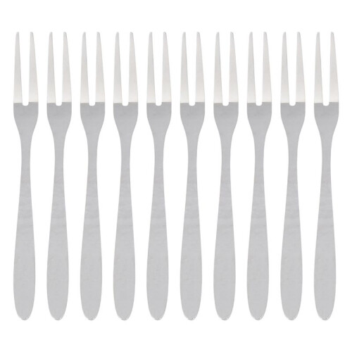 10Pcs Stainless Steel Reusable Fruit Fork Cake Snack Dessert Salad Flatware Fork Two-Tine Fork Set Kitchen Tool 13cm