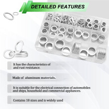 Kit de 580 Rondelles D'Étanchéité pour Bouchon de Vidange D'Huile, Assortiment de Joints en Aluminium de 18 Tailles, Rondelle D'Étanchéité pour