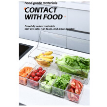 Caixa Organizadora para Salada de Frutas e Sushi, com Tampa, 5 Compartimentos Removíveis, 5 Colheres e 1 Prendedor para Alimentos.