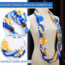 Class of 2026 Graduation Lei with Double Braided Strands and Satin Flowers Congrats Graduation Money Leis