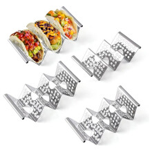 3 Taco-Halter Aus Edelstahl, Je Einer für 3 Tortillas, Geeignet für Mikrowelle, Heißluftfritteuse und Backofen