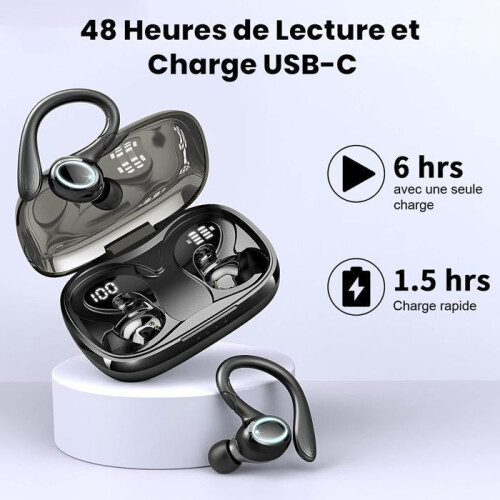 Ασύρματα ακουστικά για αθλητισμό με Bluetooth 5.3, αυτονομία 48 ωρών και μικρόφωνο EN 2