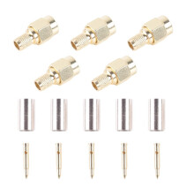 5pcs SMA Male Plug RF Coaxial Connector Crimp for RG58 RG142 RG400 LMR195 RG223