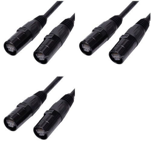 3X CAT6 Ethercon Cable EtherCON-Compatible RJ45 Connector for Studio Setups, Touring, Stage Production, Concerts 2 Meter