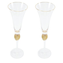 2Pcs Crystal Gold Rimmed Wine Glasses Set Elegant Diamond Decorative Long Stem Champagne Flutes Cocktail Glass Gifts B
