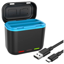 Cargador de Batería de 2 Canales con Ranuras para Tarjetas Estación de Carga de Batería Cargador de Carga Rápida para Cámara para X3
