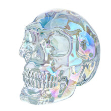 3in Handmade Crystal Skull Statue Colorful Glass Skull Decor Gifts for Halloween, Day of the Dead Decorations