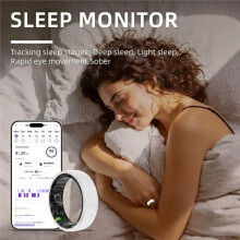 R12 Ceramic Ring with Heart Rate,Blood Oxygen,Sleep Monitoring Waterproof for Android & IOS White (13)