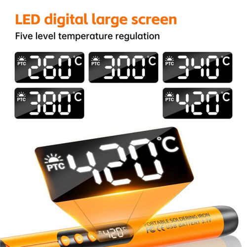 Soldering Iron Kit LED Digital Display Iron Type-C Interface Wireless Soldering Iron Kit Temperature Welding Tool Grey 1