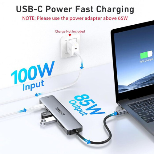 Πολυλειτουργικός αντάπτορας USB C 7 σε 1 με HDMI 4K, τροφοδοσία 100 W, θύρα USB 3.0, 2 θύρες US 2