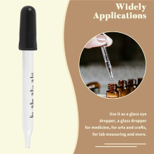 20Pcs 1Ml Glass Liquid Droppers, Eye Dropper Pipettes with Black Suction Bulb, for Makeup Art Liquid,Straight Tip Style