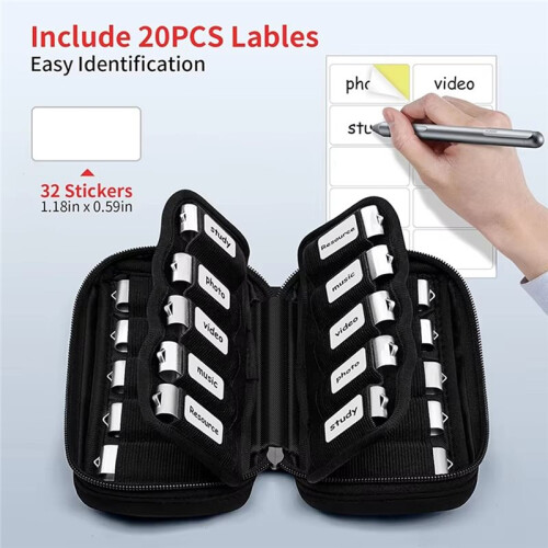 USB Flash Drive Case with Labels Thumb Drive Holder Case USB Organizer Storage Bag Organizer for USB Memory Stick B 1