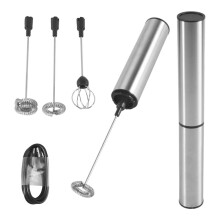 Milk Frother Handheld Coffee Frother Electric Whisk, USB Rechargeable Foam Maker Bubbler Egg Beater for Hot Chocolate