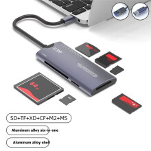 6-in-1-Multifunktionsleser mit USB-C-Anschluss für /TF/XD/CF/M2-Speicherkartenadapter für Kameras und Computer -