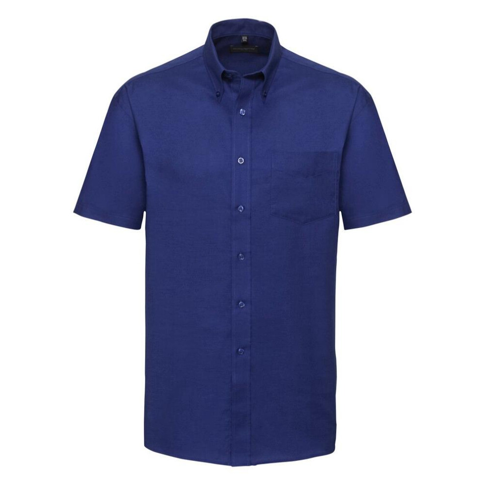 Russell (21Inch, Bright Royal) Collection Mens Short Sleeve Easy Care Oxford Shirt Multicoloured