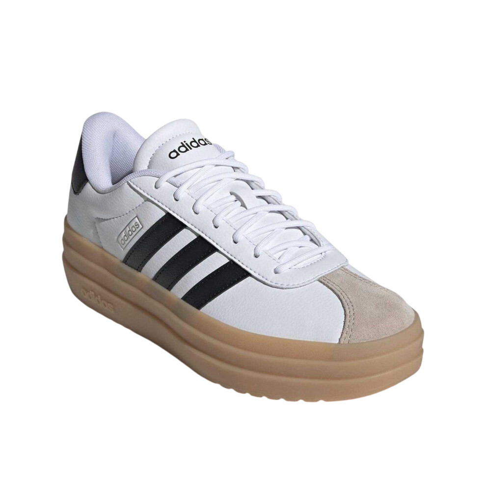 Adidas (5.5 Uk, White/Black/Gum) Womens/Ladies Court Bold Leather Trainers Black