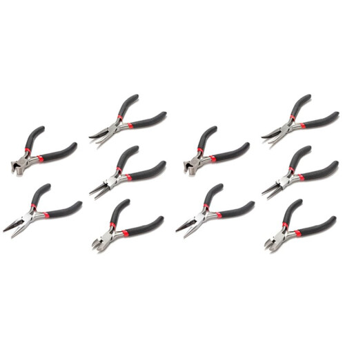 10Pcs Jewellery  Pliers Tools Kit Cutter Chain Round Bent Nose Beading Making