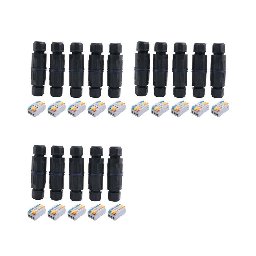 15Pcs Ip68 Waterproof Junction Box, Outdoor Electrical Cable Connector For 3.5-10Mm Wire Range(Ac 250V, 16A) 4 Pin 6032884180381