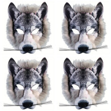 4 Piece Animal Wolf Mask for Everyone, Universal for Halloween Party Gathering Unisex Animal Face Mask, Wolf, One Size