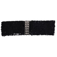 Black New Lady Fashion Sequins Elastic Stretch Shinning Waist Band Casual Belt