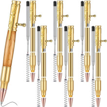 Set of 6 Slim Pens, Multi-Color Wooden Swivel Pen Set with Refill Shaft Bolt- Ballpoint Pen for DIY Wooden Swivel