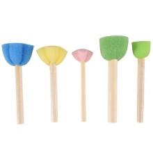 5Pcs/Set Sponge Paint Brushes Toys Wooden Handle Seal Sponge Brushes Kids Children Drawing Painting Graffiti Brush School Supply