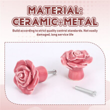 10 Pcs Ceramic Vintage Floral Rose Flower Door Knobs Handle Drawer Kitchen + Screws ()