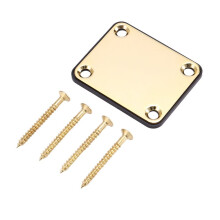 Gold Neck Plate with 4 Screws Replacement Part for Strat Electric Guitar