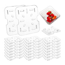 24 Pcs Plastic Drain Shelf for 1/6 Size Food Pan Clear Plastic Grate Acrylic Food Drain Trays for Food Fruit Vegetables