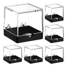 6pcs Transparent Plastic Rock Collection Display Case Sturdy Organizer for Gemstones Jewelry and Collectibles Storage