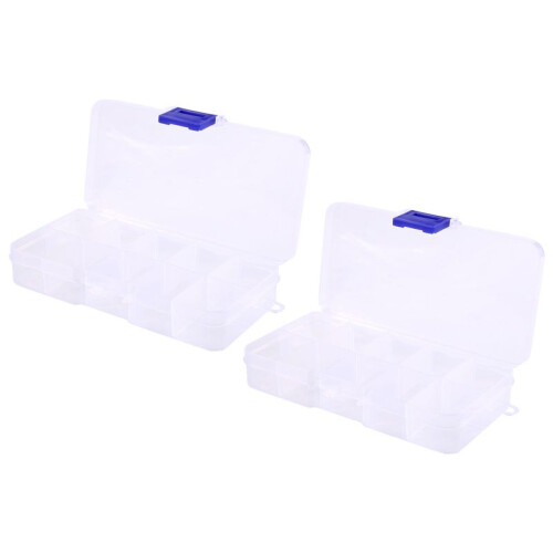 2Pcs 10-Slot Portable Plastic Resistors Electronic Component Case Box