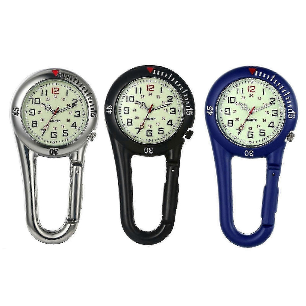 Clip On Carabiner Luminous Fob Digital Sports Watches For Doctors Nurses Hikers Yo Black/Silver 9148293250281