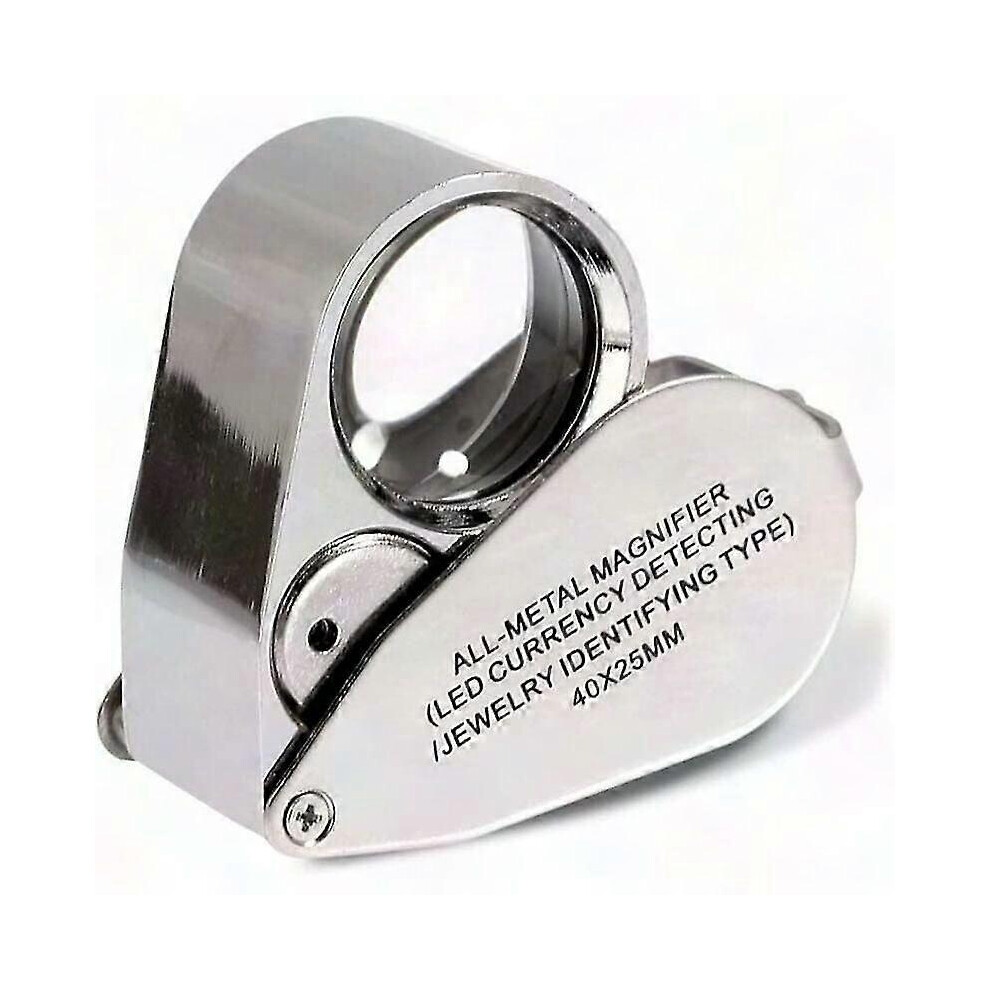 40x LED Illuminated Jewelers Loupe - Folding Magnifier for Jewelry & Currency Inspection