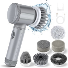 Cepillo de limpieza eléctrico, cepillo giratorio para baño y juntas, cepillo de limpieza para el hogar con 6 cabezales, 2 modos, perfecto
