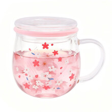 Sakura Mug Glass Mug with Tea Infuser Filter&Lid Blossoms Cup Set Blossoms Flower Teacup 300Ml Glasses Drinking