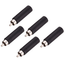 5x 6.35mm 1/4 inch Mono Female Jack to RCA Male Plug Audio Adapter Cable Converter