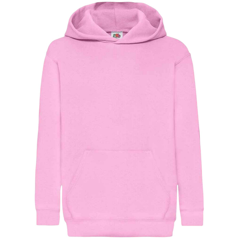 Fruit Of The Loom (9-11, Light ) Kids Unisex Classic 80/20 Hoodie Pink