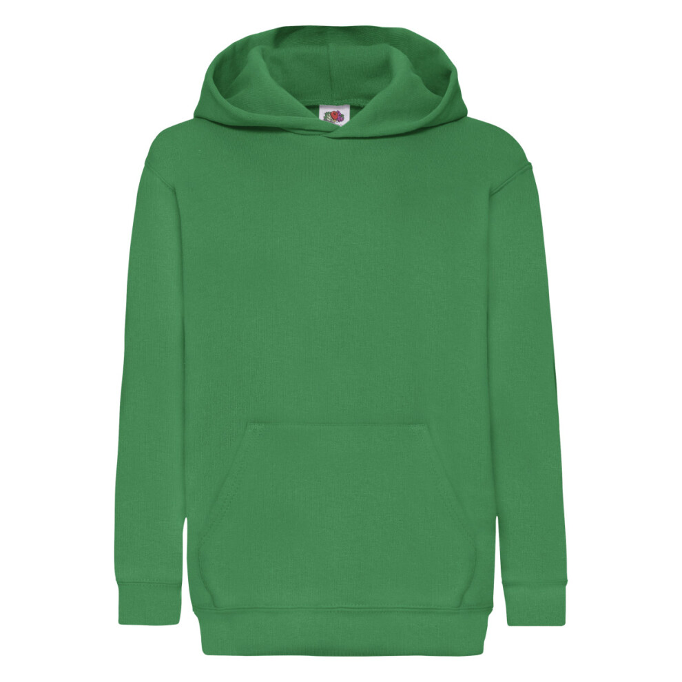 Fruit Of The Loom (9-11, Kelly ) Childrens Unisex Hooded Sweatshirt / Hoodie Green