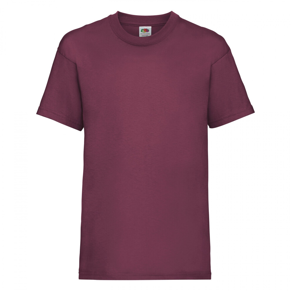Fruit Of The Loom (7-8, Burgundy) Childrens/Kids Valueweight T-Shirt Red,Multicoloured