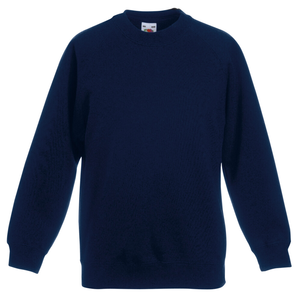 Fruit Of The Loom (9-11, Deep Navy) Childrens Unisex Raglan Sleeve Sweatshirt Blue,Multicoloured