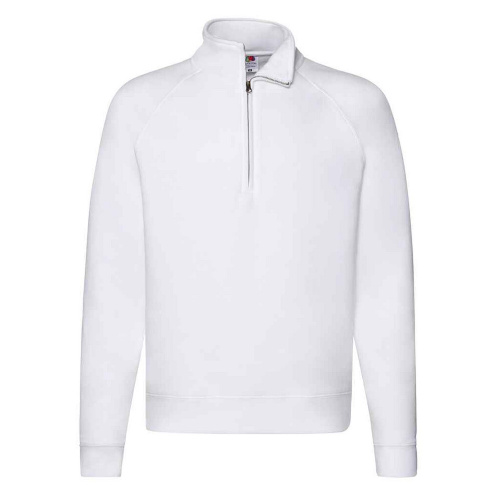 Fruit Of The Loom (Xl, ) Mens Premium Zip Neck Heather Sweatshirt White