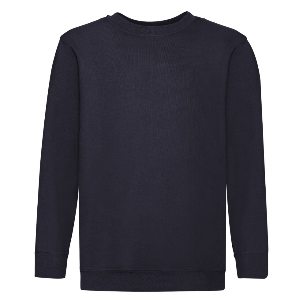 Fruit Of The Loom (14-15, Deep Navy) Childrens Unisex Set In Sleeve Sweatshirt Blue,Multicoloured