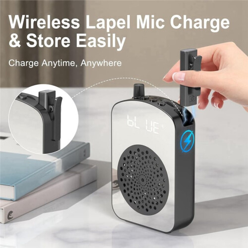 Voice Amplifier with Wireless Lavalier Microphone  Voice Amplifier for Classroom,Speech,Training Outdoor 2
