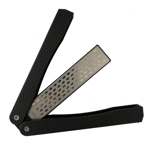 Double Sided Diamond Sharpener, Handheld Fine Coarse Diafold Blades Sharpening Stone 400/600 Grit Black