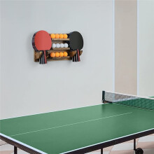 Wall-Mounted Pong Paddle Rack in Coconut Brown with Installation Kit for Game Room