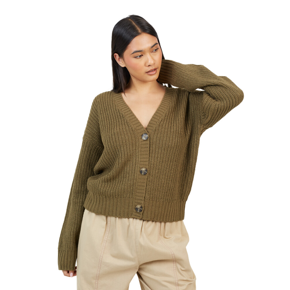 Brave Soul (Xs, Khaki) Womens/Ladies Fisherman Ribbed Cardigan