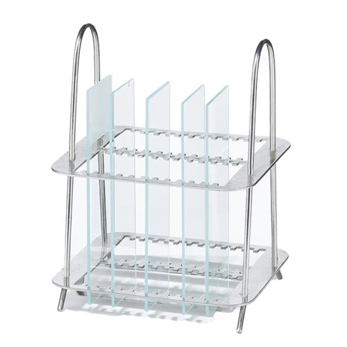 Microscope Slides Rack 26 Positions Stainless Steel Staining Rack Silver Tone for Research Experiments 1