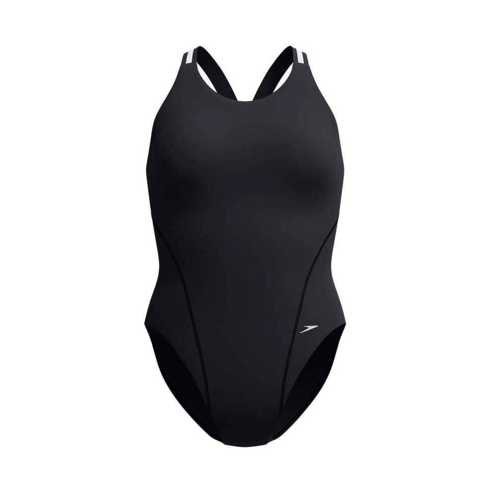 Speedo (10 Uk, Black/Silver) Womens/Ladies Logo Performance One Piece Swimsuit